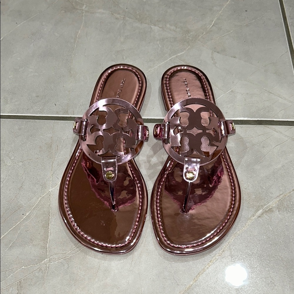 Tory Burch Pink Sandals with Medallion Detail
